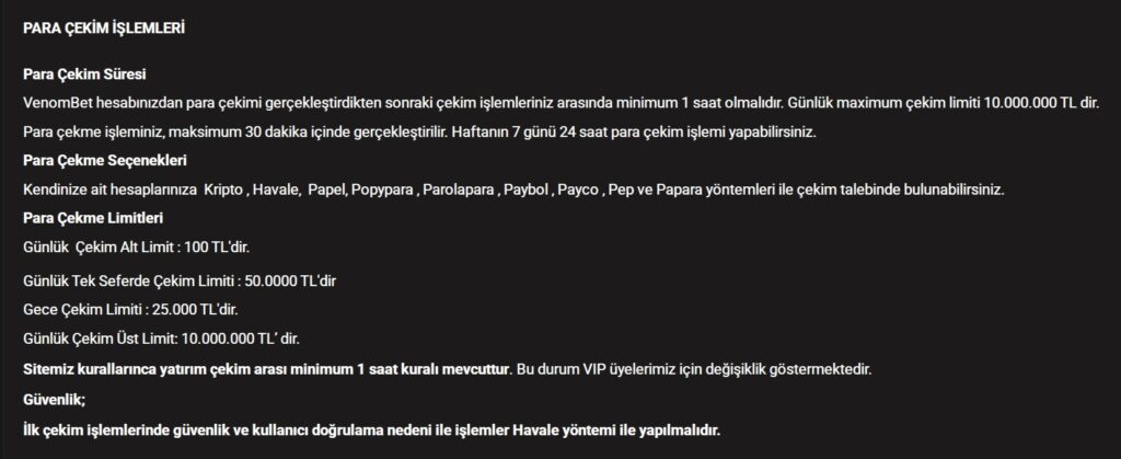 venombet para çekme